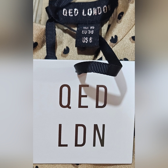 QED‎ London Satin Dalmation Flutter Sleeves Skater Dress in Champagne Size 6 NWT - Picture 6 of 8